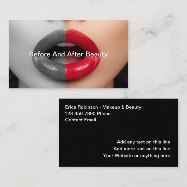 Before And After Beauty And Makeup Business Card (Front/Back)