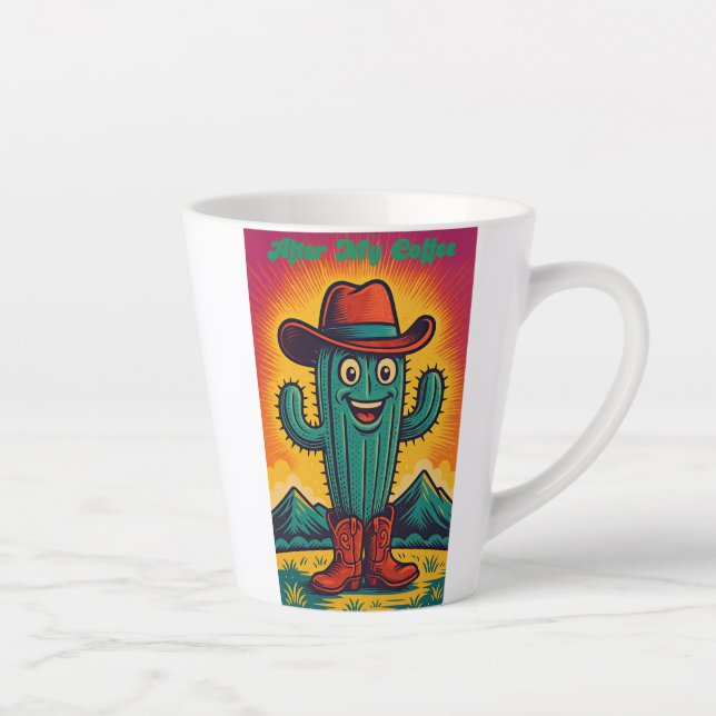 Before and after coffee cactus cowboy latte mug (Right)