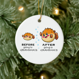 Before and After Going To Grandma Funny Nana Ceramic Tree Decoration