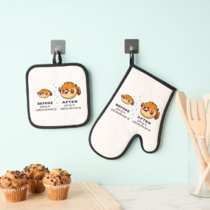 Before and After Going To Grandma Funny Nana Oven Mitt & Pot Holder Set