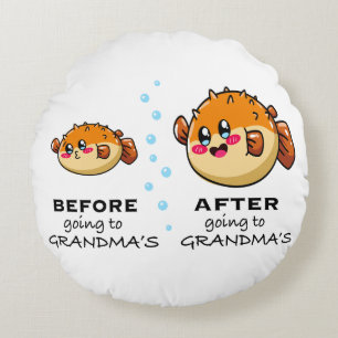 Before and After Going To Grandma Funny Nana Round Cushion