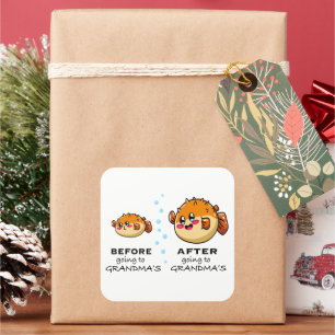 Before and After Going To Grandma Funny Nana Square Sticker