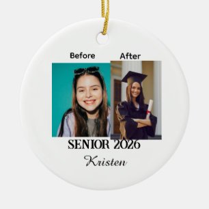 Before and after photo personalized graduation  ceramic tree decoration