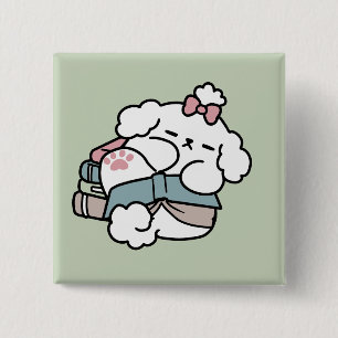 Before Bedtime with My Pup – Book and Dog Lover  15 Cm Square Badge