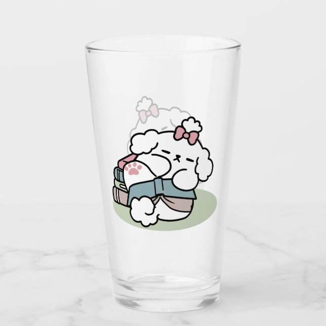 Before Bedtime with My Pup – Book and Dog Lover  Glass (Front)