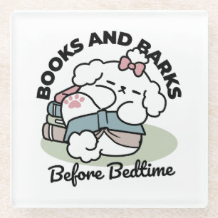 Before Bedtime with My Pup – Book and Dog Lover  Glass Coaster