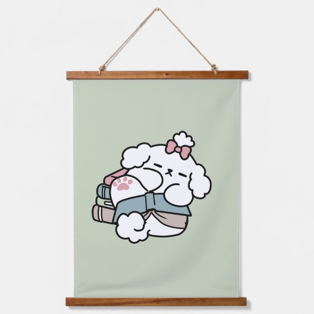 Before Bedtime with My Pup – Book and Dog Lover  Hanging Tapestry (Front)