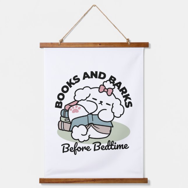 Before Bedtime with My Pup – Book and Dog Lover  Hanging Tapestry (Front)