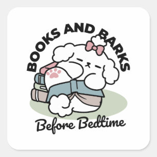 Before Bedtime with My Pup – Book and Dog Lover  Square Sticker