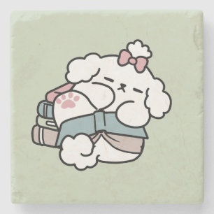 Before Bedtime with My Pup – Book and Dog Lover  Stone Coaster