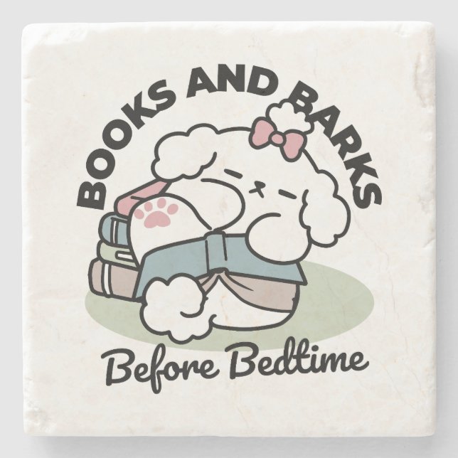 Before Bedtime with My Pup – Book and Dog Lover  Stone Coaster (Front)