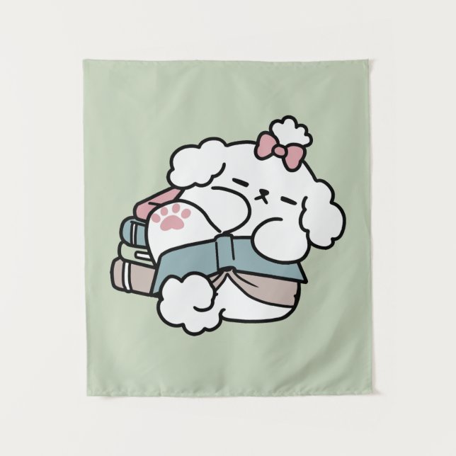 Before Bedtime with My Pup – Book and Dog Lover  Tapestry (Front)