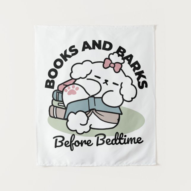 Before Bedtime with My Pup – Book and Dog Lover  Tapestry (Front)