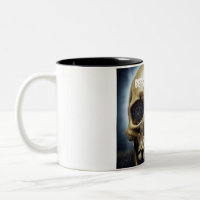 Before Coffe Spooky Skull two-toned mug