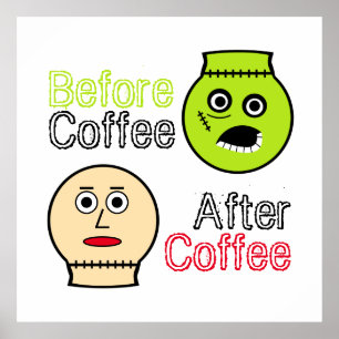Before Coffee, After Coffee, Coffee Monster Poster