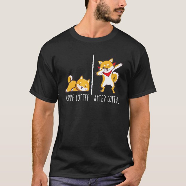 Before Coffee After Coffee Paws Dog Breed Bark Pet T-Shirt (Front)