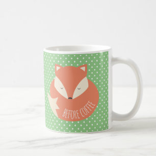 Before Coffee Sleeping Fox and Awake Fox  Mug