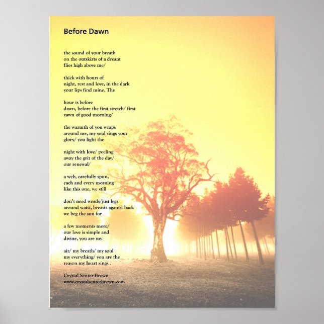 ‘Before Dawn’ poem Poster (Front)