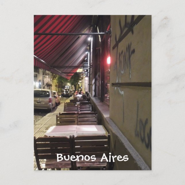 Before Dinner Hour-Sidewalk Cafe in Buenos Aires Postcard (Front)