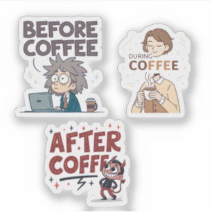 Before During After Coffee Mood Vector Art