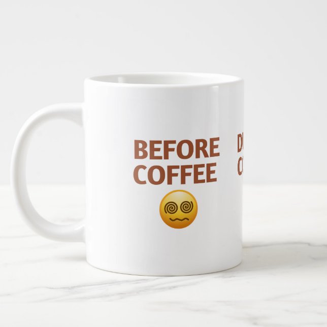 Before During After Coffee Mood Vector Art Large Coffee Mug (Left)