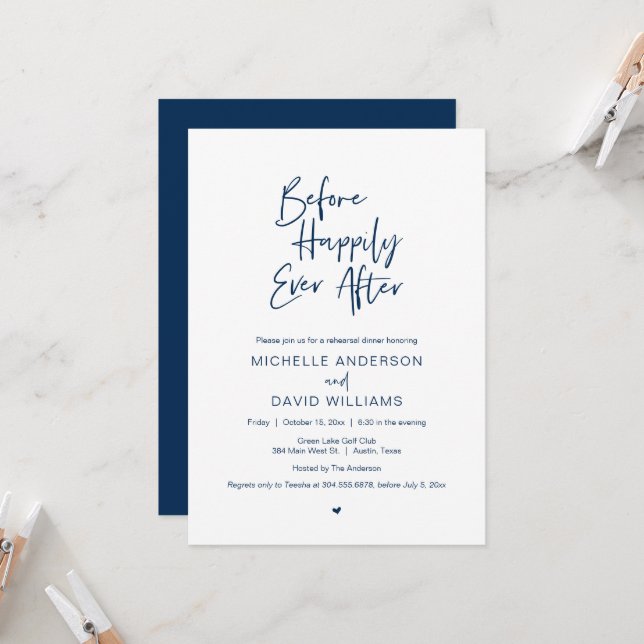 Before Happily Ever after, Rehearsal Dinner Invita Invitation (Front/Back In Situ)