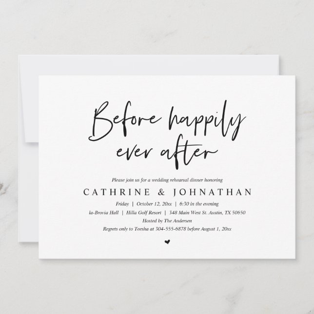 Before Happily Ever After Wedding Rehearsal Dinner Invitation (Front)