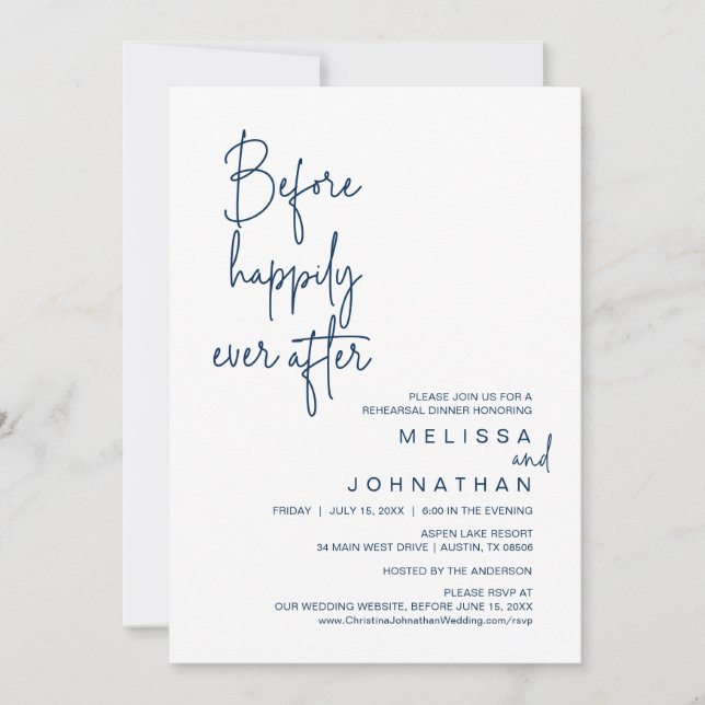 Before Happily Ever After Wedding Rehearsal Dinner Invitation (Front)