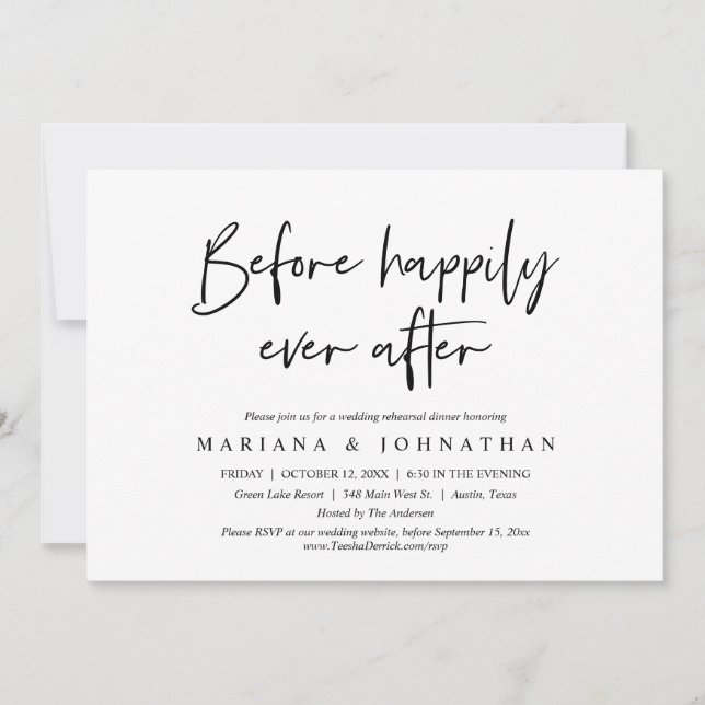 Before Happily Ever After, Wedding Rehearsal Invitation (Front)