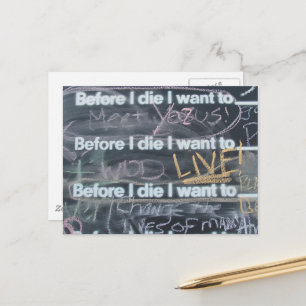 Before I Die I Want to Live! Chalkboard Art Postcard