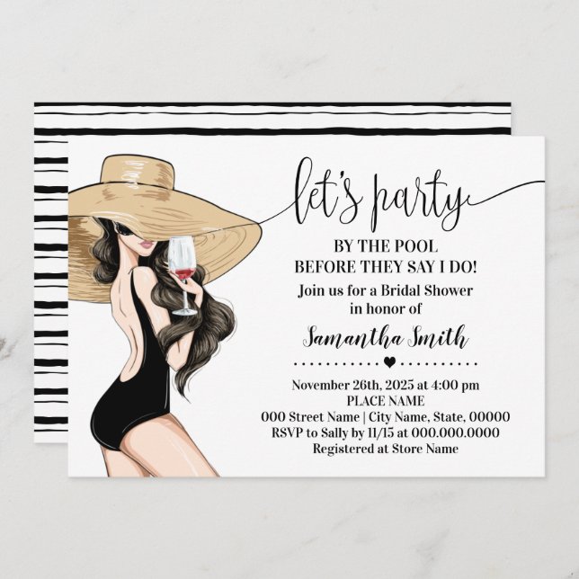 Before I do party by the pool bridal shower Invitation (Front/Back)