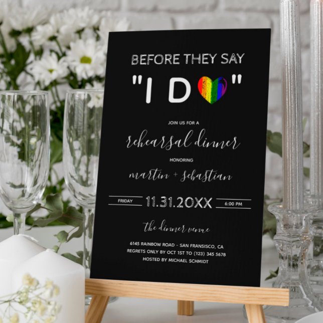 Before I Do Pride Heart LGBT Rehearsal Dinner Invitation (Creator Uploaded)