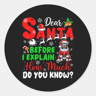 Before I Explain How Much You Know Xmas Pit Bull O Classic Round Sticker