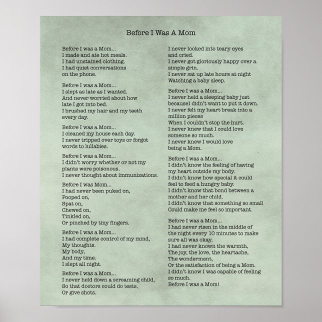 Before I Was A Mum Poster (Front)