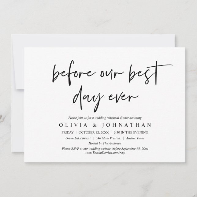 Before Our Best Day Ever, Wedding Rehearsal Dinner Invitation (Front)