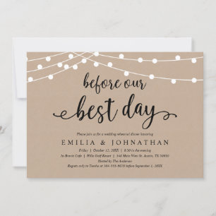 Before Our Best Day, Rustic Rehearsal Dinner Invitation