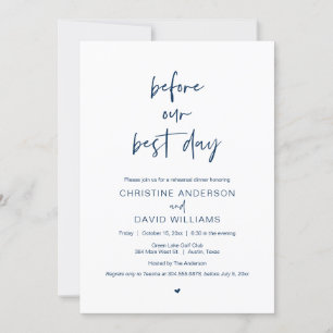 Before Our Best Day, Wedding Rehearsal Dinner Invi Invitation