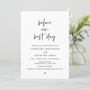 Before Our Best Day, Wedding Rehearsal Dinner Invi Invitation