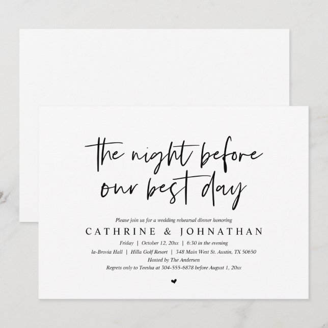 Before our best day, Wedding Rehearsal Dinner Invitation (Front/Back)