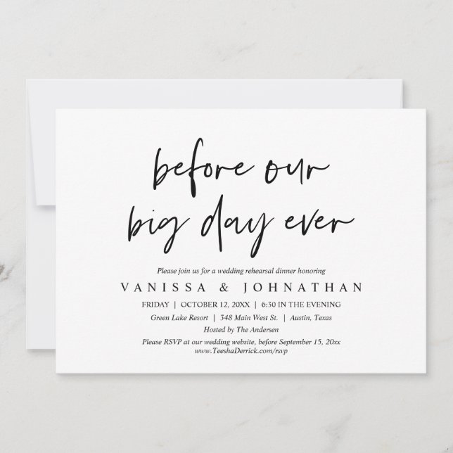 Before Our Big Day Ever, Wedding Rehearsal Dinner Invitation (Front)