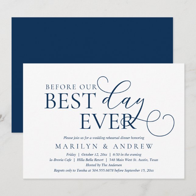 Before Our Day Ever, Wedding Rehearsal Dinner Invi Invitation (Front/Back)