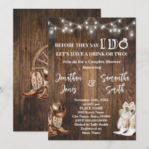 Before Say I do Couples Shower Western Country Invitation