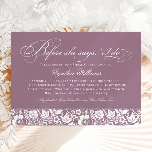 Before She Says I Do Vintage Cassis Bridal Shower Invitation