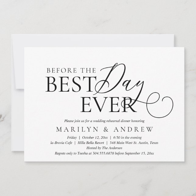 Before The Best Day Ever, Wedding Rehearsal Dinner Invitation (Front)
