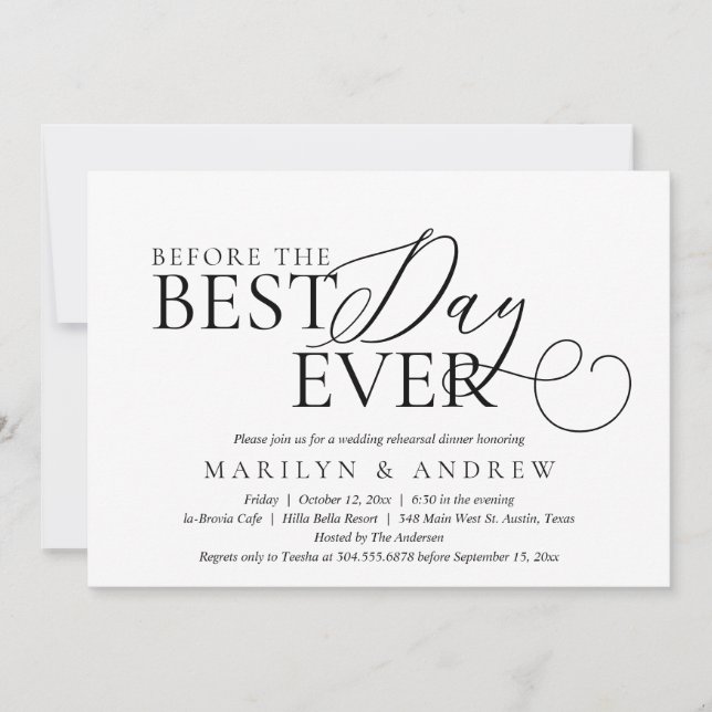 Before The Best Day Ever, Wedding Rehearsal Dinner Invitation (Front)