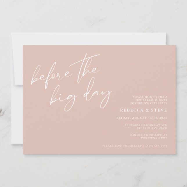 Before the Big Day Wedding Rehearsal Dinner Invita Invitation (Front)