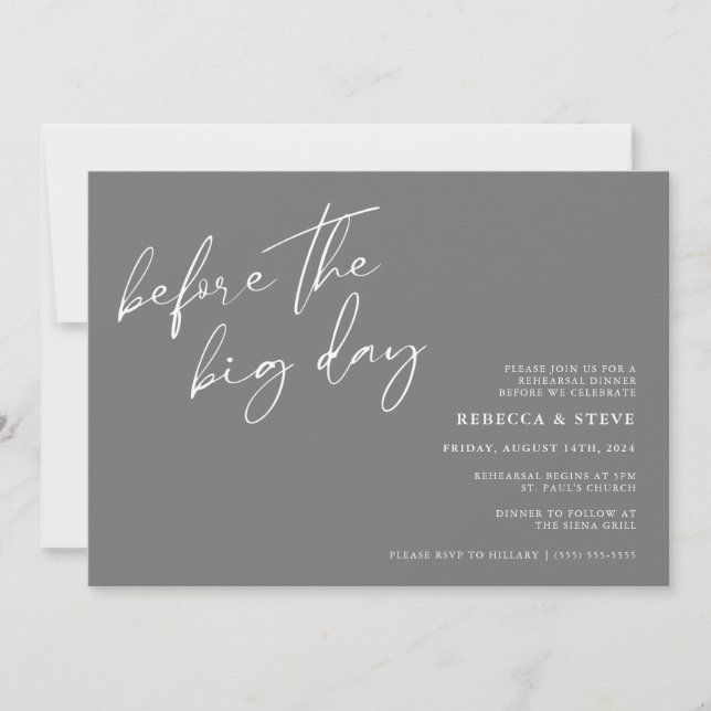 Before the Big Day Wedding Rehearsal Dinner Invita Invitation (Front)