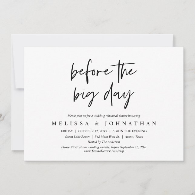 Before The Big Day, Wedding Rehearsal Dinner Invitation (Front)