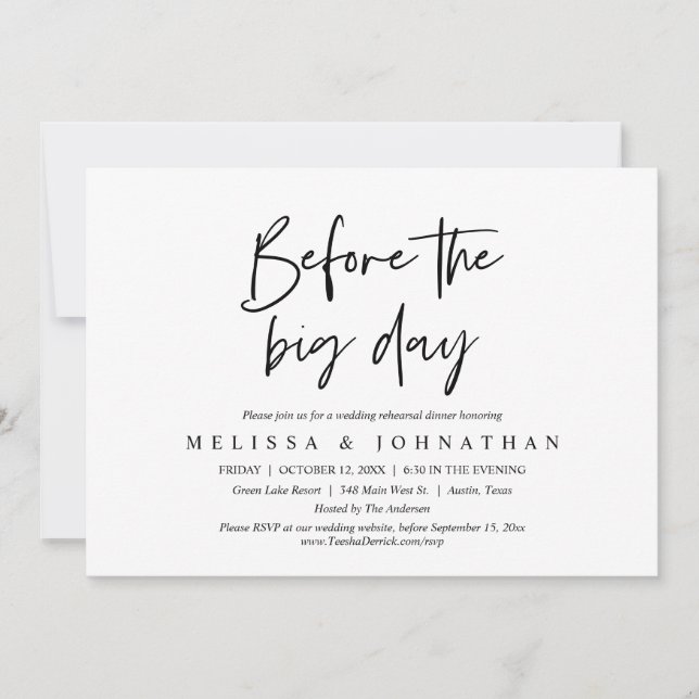 Before The Big Day, Wedding Rehearsal Dinner Invitation (Front)
