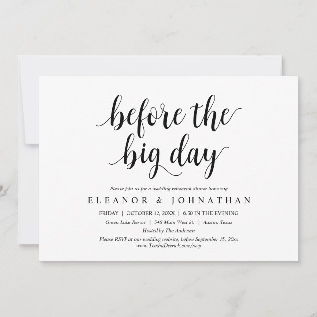 Before The Big Day, Wedding Rehearsal Dinner Party Invitation (Front)